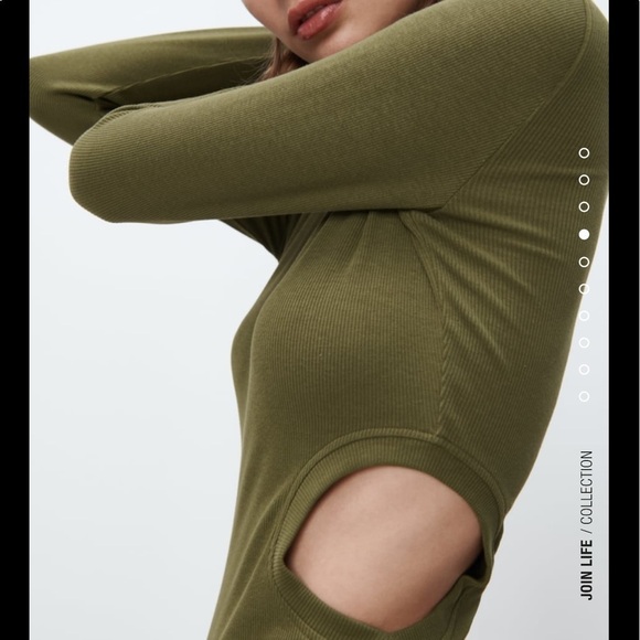 Zara Olive Cut Out Rib Dress - Picture 4 of 9